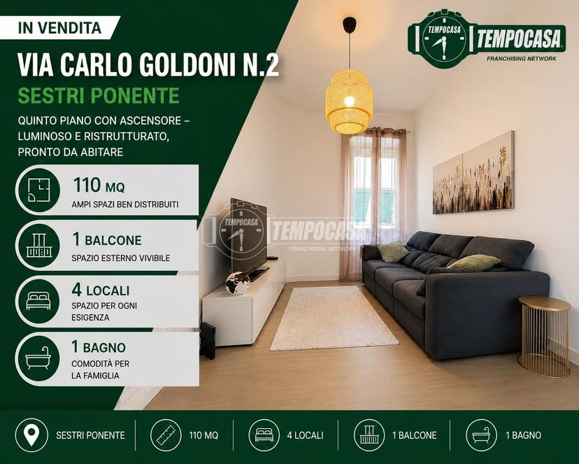 Quadrilocale in Via Carlo Goldoni 2, Genova