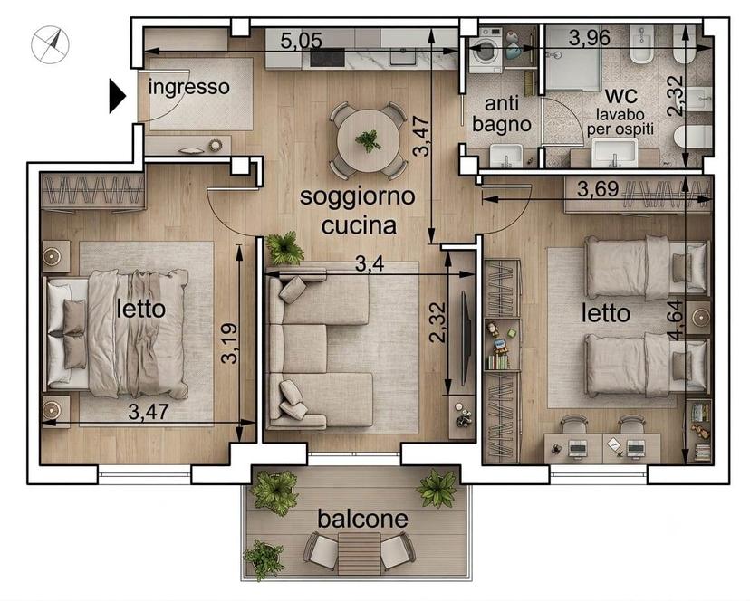 Trilocale in Viale Kennedy, Bari