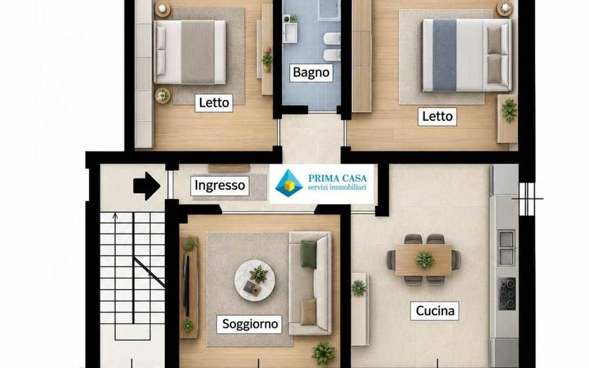 Trilocale ottimo stato, primo piano, Centro, Pontenure — foto 16 di 21